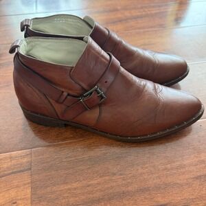 Freda Salvador Leather Studded Accents Moto Boots Brown Women's Sz 7 Spain